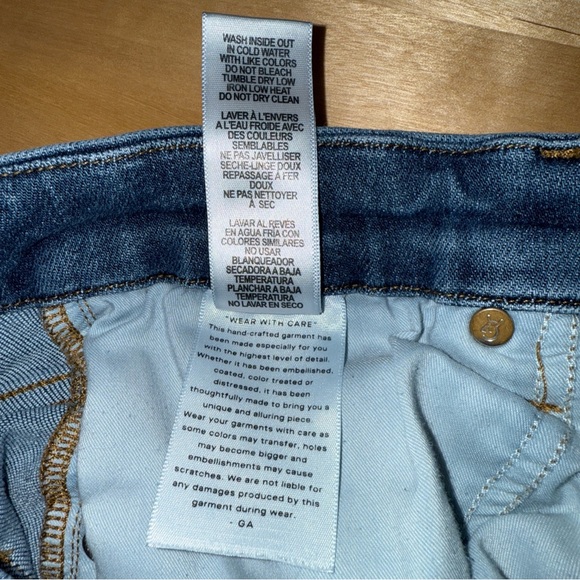 Good American Good Waist Crop Raw Hem Jeans Blue, Size 14/32, Dark Wash - Picture 10 of 11